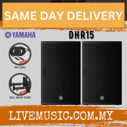 Yamaha DHR15 1000-Watt 15" Powered Loudspeaker w/Speaker Stand - Pair ( DHR-15 / DHR 15 )