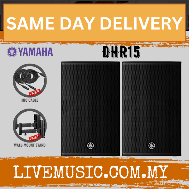 Yamaha DHR15 1000-Watt 15" Powered Loudspeaker w/Speaker Stand - Pair ( DHR-15 / DHR 15 )