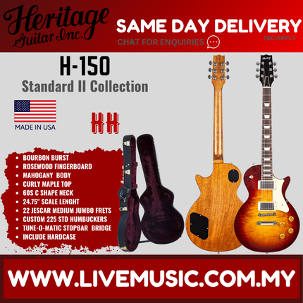 Heritage Standard II Collection H-150 Electric Guitar with Case, Bourbon Burst ( H150 / H 150 )