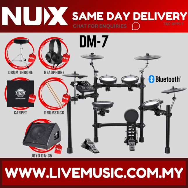 NUX DM-7 5-Piece Digital Electronic Drum Set with Mesh Head ( DM7 / DM 7 )