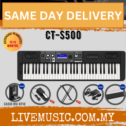 Casio Casiotone CT-S500 61-key Arranger Keyboard With Headphone And Casio WU-BT10 (CTS500 / CT S500)