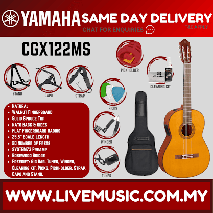Yamaha CGX122MS Solid Spruce Top Classical Acoustic Electric Guitar (CGX-122MS CGX 122MS)
