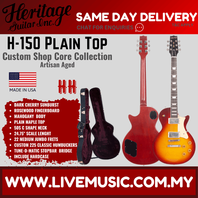 Heritage Custom Shop Core Collection H-150 Plain Top Electric Guitar with Case, Dark Cherry Sunburst, Artisan Aged ( H150 / H 150 )