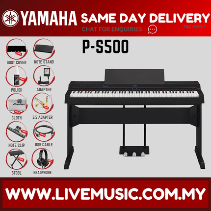 Yamaha P-S500 88-Keys Digital Piano With Piano Bench, Headphone, Piano Bag And Accessories - Black ( PS500 / P S500 )