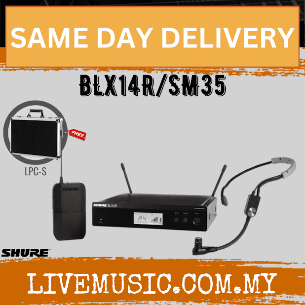 Shure BLX14R/SM35 Headworn Wireless System, BLX4R Wireless Receiver, BLX1 Bodypack Transmitter & SM35 Headset Microphone ( BLX14R-SM35 / BLX14RSM35 )