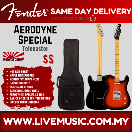 Fender Aerodyne Special Telecaster Electric Guitar, Maple FB, Hot Rod Burst
