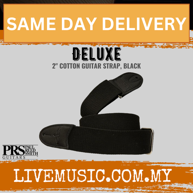PRS Deluxe 2inch Cotton Guitar Strap, Black