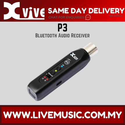 Xvive Audio P3 Mono Bluetooth Audio Receiver for Mixers and Active PA/DJ Systems ( P 3 / P-3 )