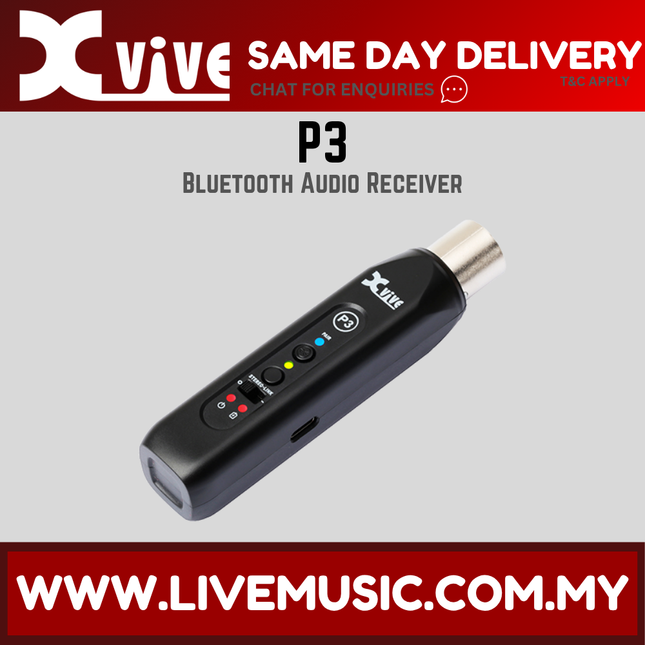 Xvive Audio P3 Mono Bluetooth Audio Receiver for Mixers and Active PA/DJ Systems ( P 3 / P-3 )