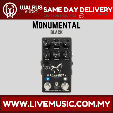 Walrus Audio Monumental Stereo Harmonic Tap Tremolo Guitar Effects Pedal, Black
