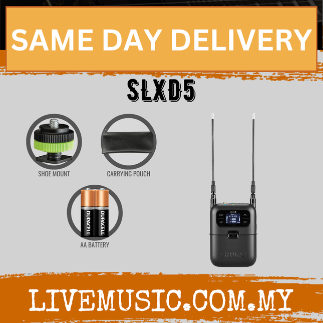 Shure SLXD5 Single-Channel Portable Digital Wireless Receiver ( SLXD-5 / SLXD 5 )