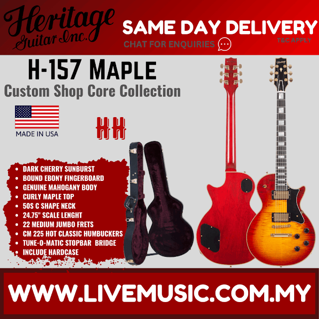 Heritage Custom Shop Core Collection H-157 Maple Top Electric Guitar, Dark Cherry Sunburst ( H157  H 157 )