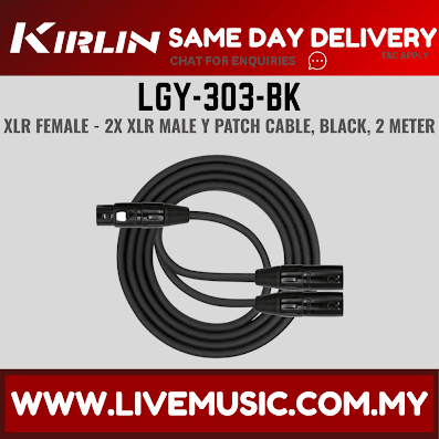 Kirlin LGY-303 2 Meter XLR Female to Dual XLR Male Y-Cable -Black/White (LGY 303/LGY303)