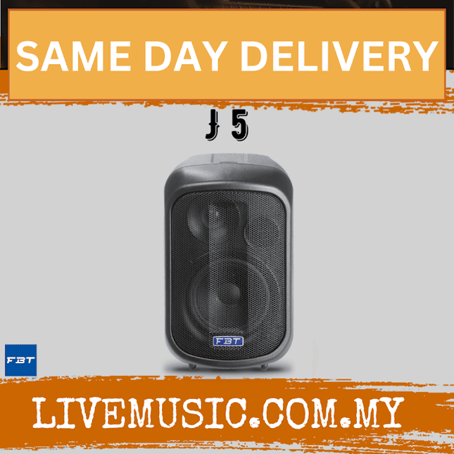 FBT J5 5-inch passive speaker, black, front view with grille and handle