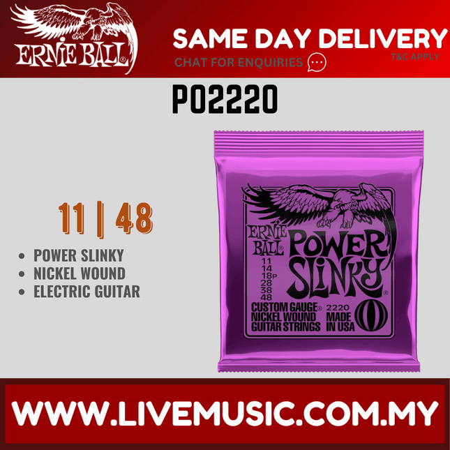 Ernie Ball 2220 Electric Guitar Strings Power Slinky Nickel Wound (11-48/EB2220)
