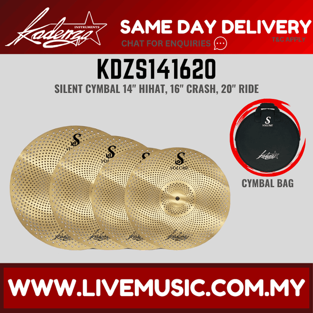 Kadenza KDZS-141620 Silent Cymbals Set For Drum Set (14 Hihat , 16 Crash, 20 Ride) ( KDZS141620 KDZS 141620 )