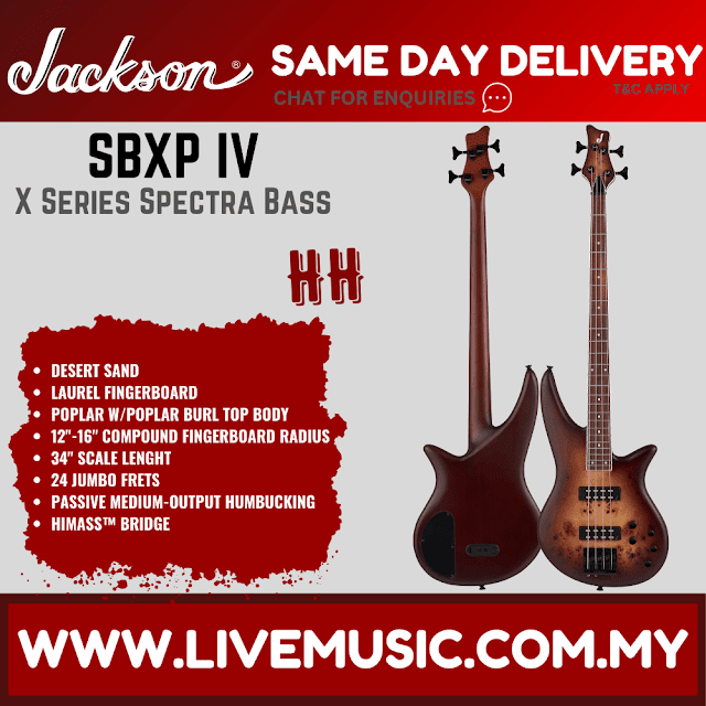 Jackson X Series Spectra Bass SBXP IV Electric Guitar, Laurel FB, Desert Sand