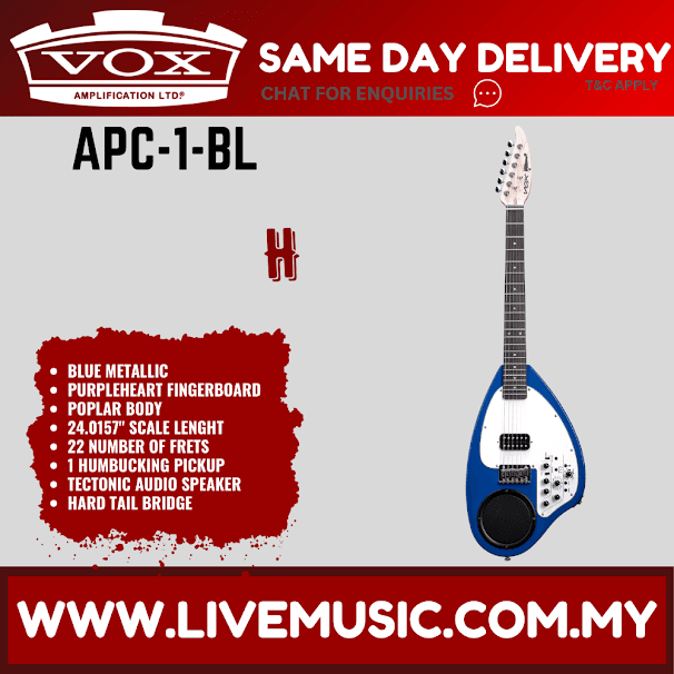 Vox APC-1 Electric Travel Guitar with Built In Amp & Rhythm - Blue (APC1 APC 1)