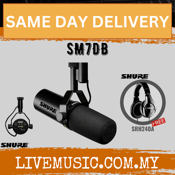 Shure SM7dB Vocal Microphone with Built-In Preamp With SRH240A Headphone (SM7 DB SM7-DB)