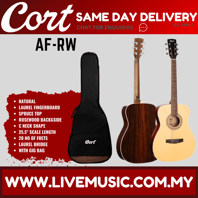 Cort AF-RW Acoustic Guitar w/ Gig Bag - Natural ( AFRW / AF RW )