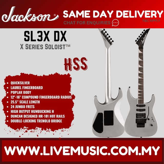 Jackson X Series Soloist SL3X DX Electric Guitar, Ebony FB, Quicksilver