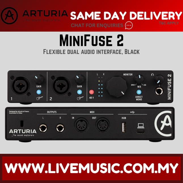 Arturia MiniFuse 2 USB-C Audio Interface, Black