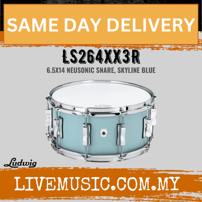 Ludwig LS264XX3R 6.5x14inch Neusonic Snare Drum, Skyline Blue