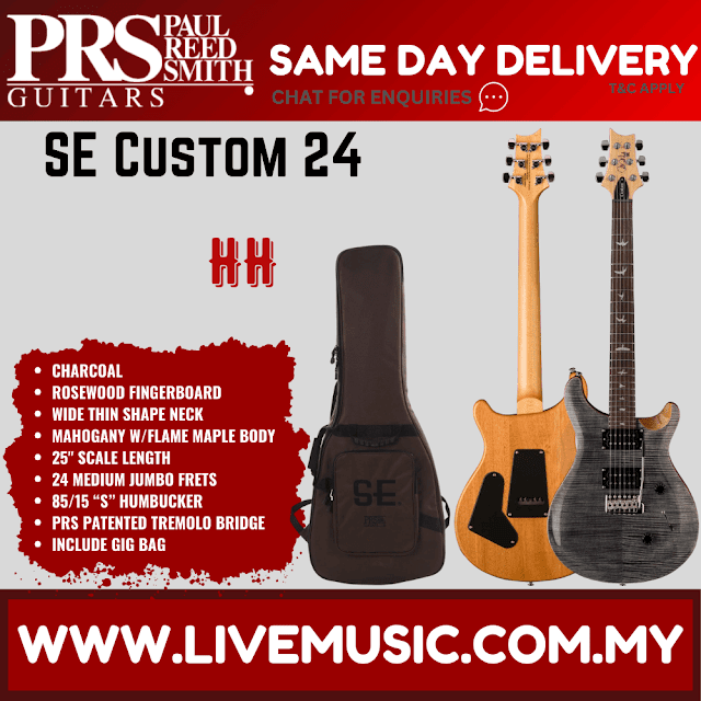 PRS SE Custom 24 Electric Guitar with Bag - Faded Blue / Bonnie Pink / Black Gold / Charcoal / Turquoise
