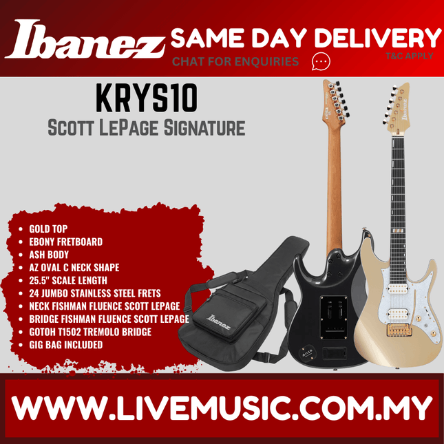 Ibanez KRYS10 Scott LePage Signature Electric Guitar - Gold Top ( KRYS-10  / KRYS 10 )
