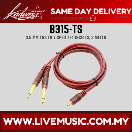 Kadenza B315TS Pro Y Cable, 3.5mm TRS to 1/4 inch - 1 Meter ( Lmc )