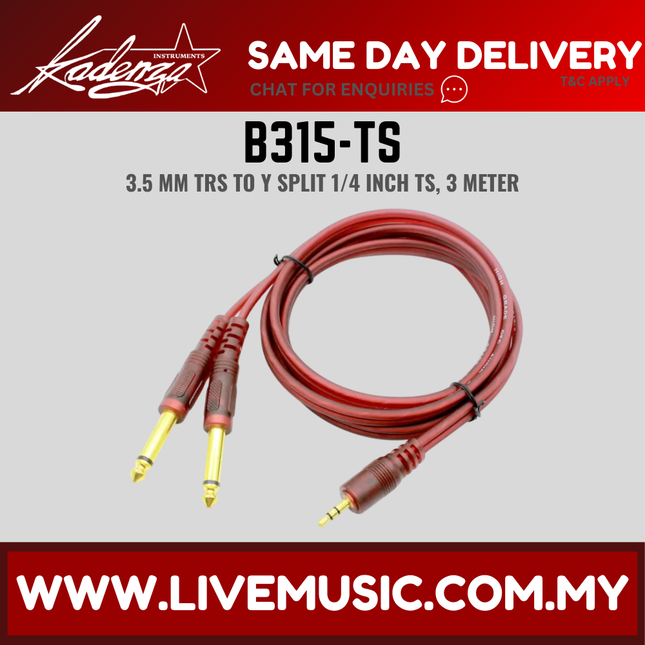 Kadenza B315TS Pro Y Cable, 3.5mm TRS to 1/4 inch - 1 Meter ( Lmc )