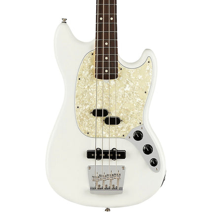 Fender American Performer Mustang Bass Guitar, Rosewood Fretboard with Bag - Arctic White