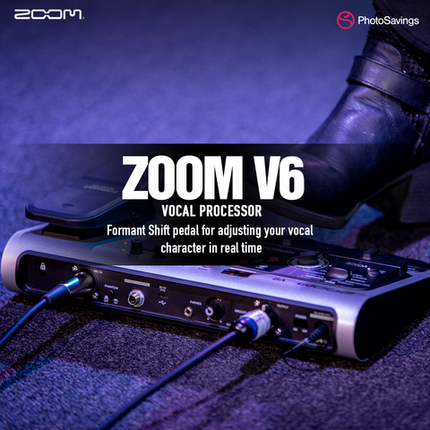 Zoom V6 Vocal Effect Processor Pedal With Shotgun Microphone And Voice Harmony (V 6/V-6)