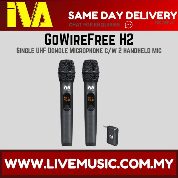 IVA GoWireFree H2 Single UHF Dongle Mic c/w 2 handheld mic ( GoWireFreeH2 / GoWireFree-H2 )