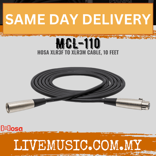 Hosa MCL-110 Microphone Cable XLR3F to XLR3M, 10ft (MCL110/MCL 110)