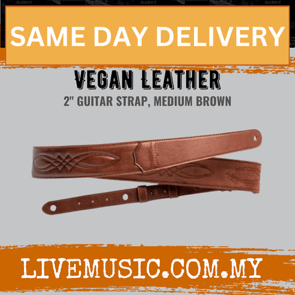 Taylor 2" Vegan Leather Guitar Strap, Medium Brown