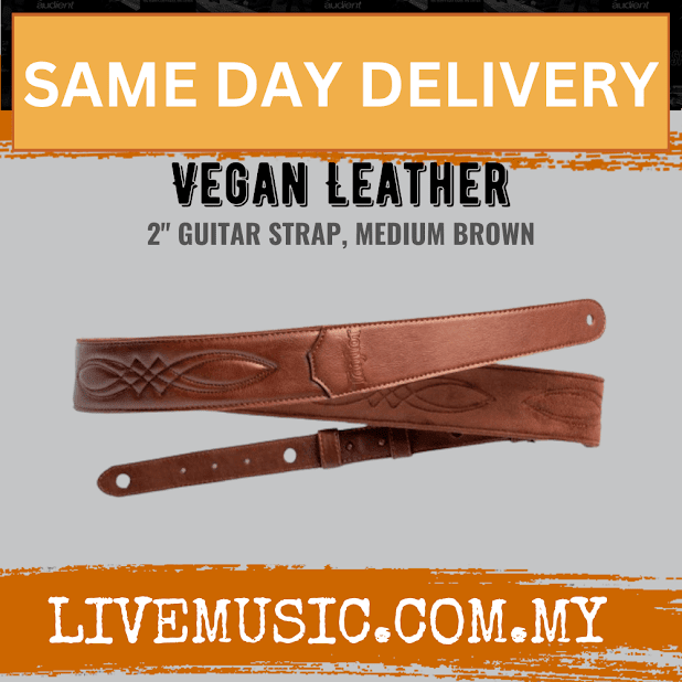 Taylor 2" Vegan Leather Guitar Strap, Medium Brown