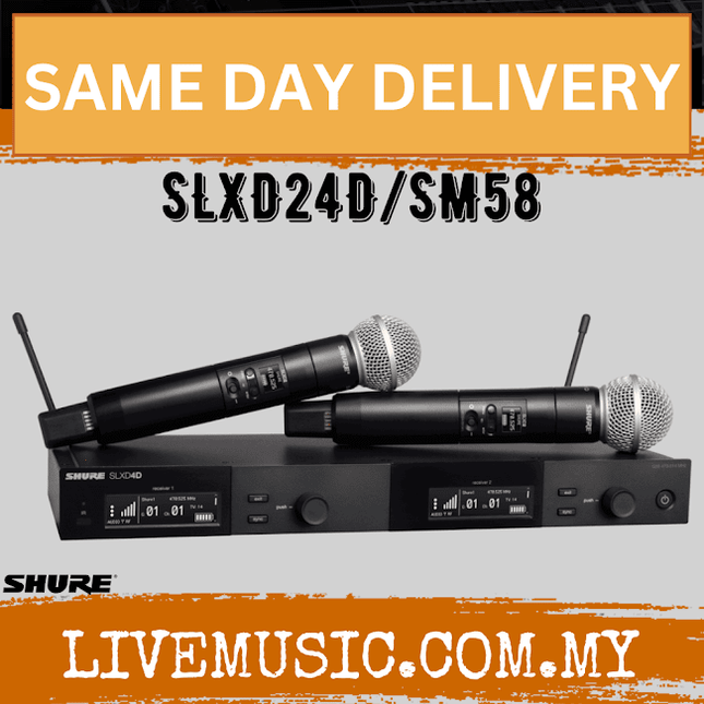 Shure SLXD24D/SM58 Digital Wireless Dual Handheld Microphone System ( SLXD SLXD24D-SM58 / SLXD24DSM58 )