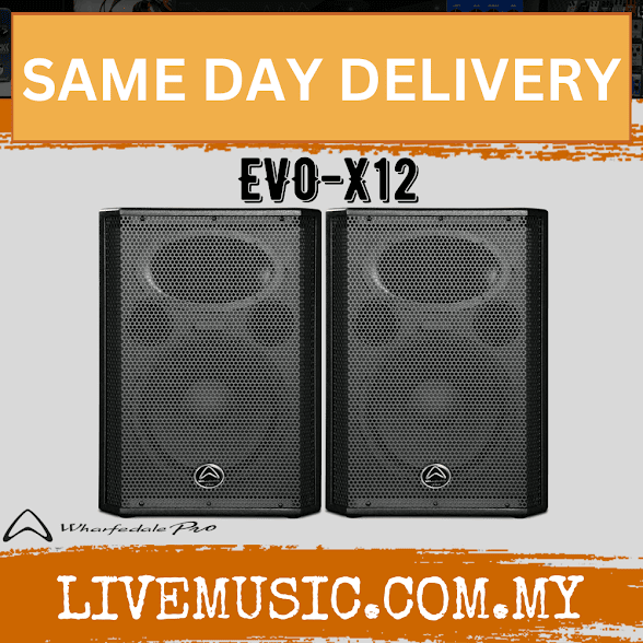 WHARFEDALE PRO EVO-X12 Series 300 Watts RMS 12" 2-Way Passive Loudspeaker With Speaker Stand - Each / Pair (EVOX12/EVO X12)