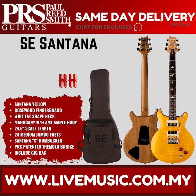 PRS SE Santana Electric Guitar with Bag - Santana Yellow