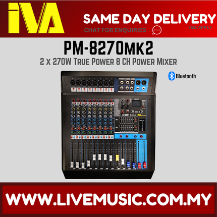 IVA PM-8270 MK2 2 x 270W True Power 8-Channel Powered Mixer ( PM8270 / PM 8270 )