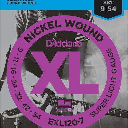 D'Addario EXL120-7 - Nickel Wound Electric Strings, 7-String, Super Light (9-54)(DAddario/EXL120)