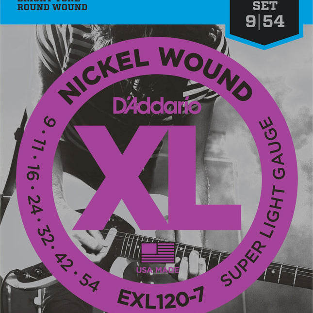 D'Addario EXL120-7 - Nickel Wound Electric Strings, 7-String, Super Light (9-54)(DAddario/EXL120)