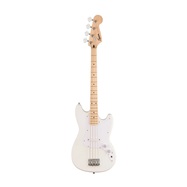 Squier Sonic Bronco Bass Guitar w/White Pickguard, Maple FB, Arctic White