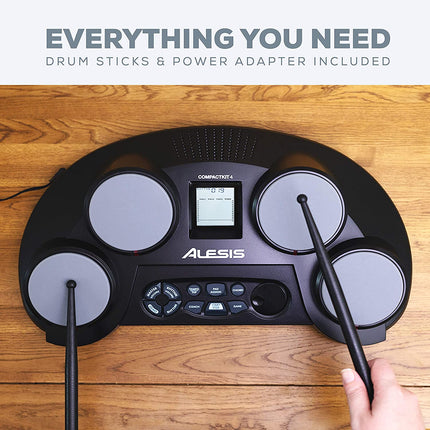 Alesis Compactkit 4 Portable Tabletop Electronic Drum Kit with Drumstick and Adapter (Compact Kit)