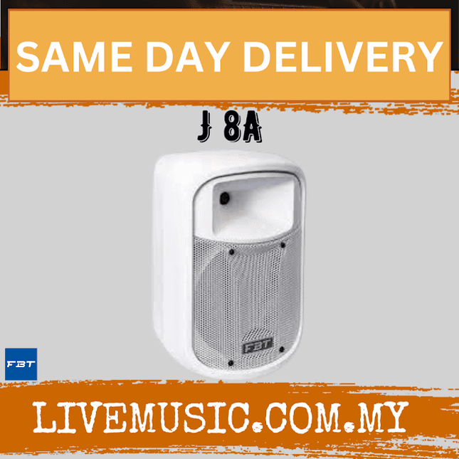 FBT J8A active monitor speaker, white front grille and control panel