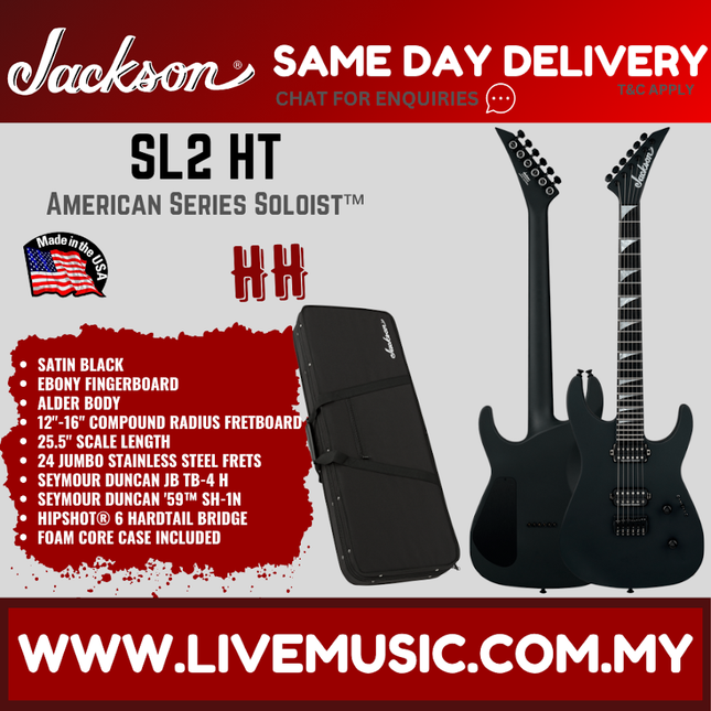 Jackson American Series Soloist SL2 HT Electric Guitar, Satin Black