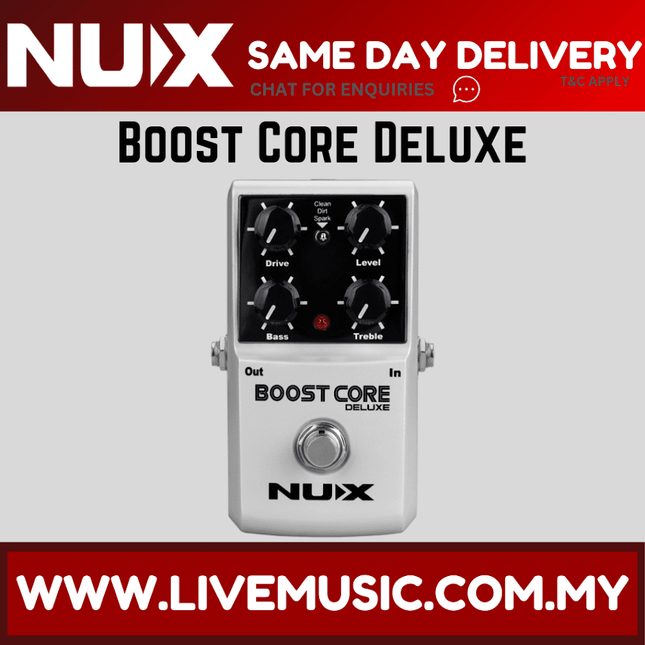 Nux Boost Core Deluxe Booster Effect Pedal Overdrive Distortion 3 Boost Modes