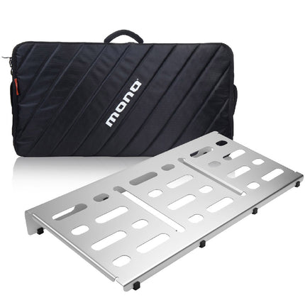 MONO Pedalboard Large, Black + Pro Accessory Case 2.0 - Silver (PFX-PB-L-SLV-BDL)