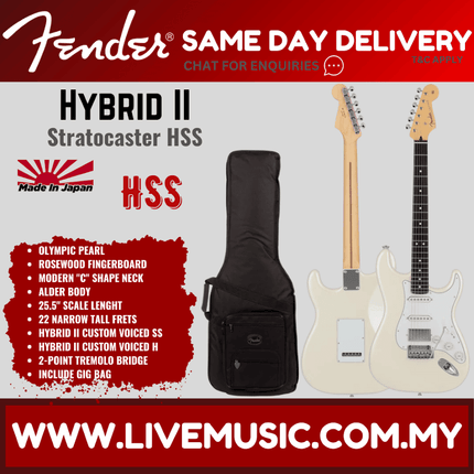 Fender Japan Hybrid II Stratocaster HSS Electric Guitar, RW FB